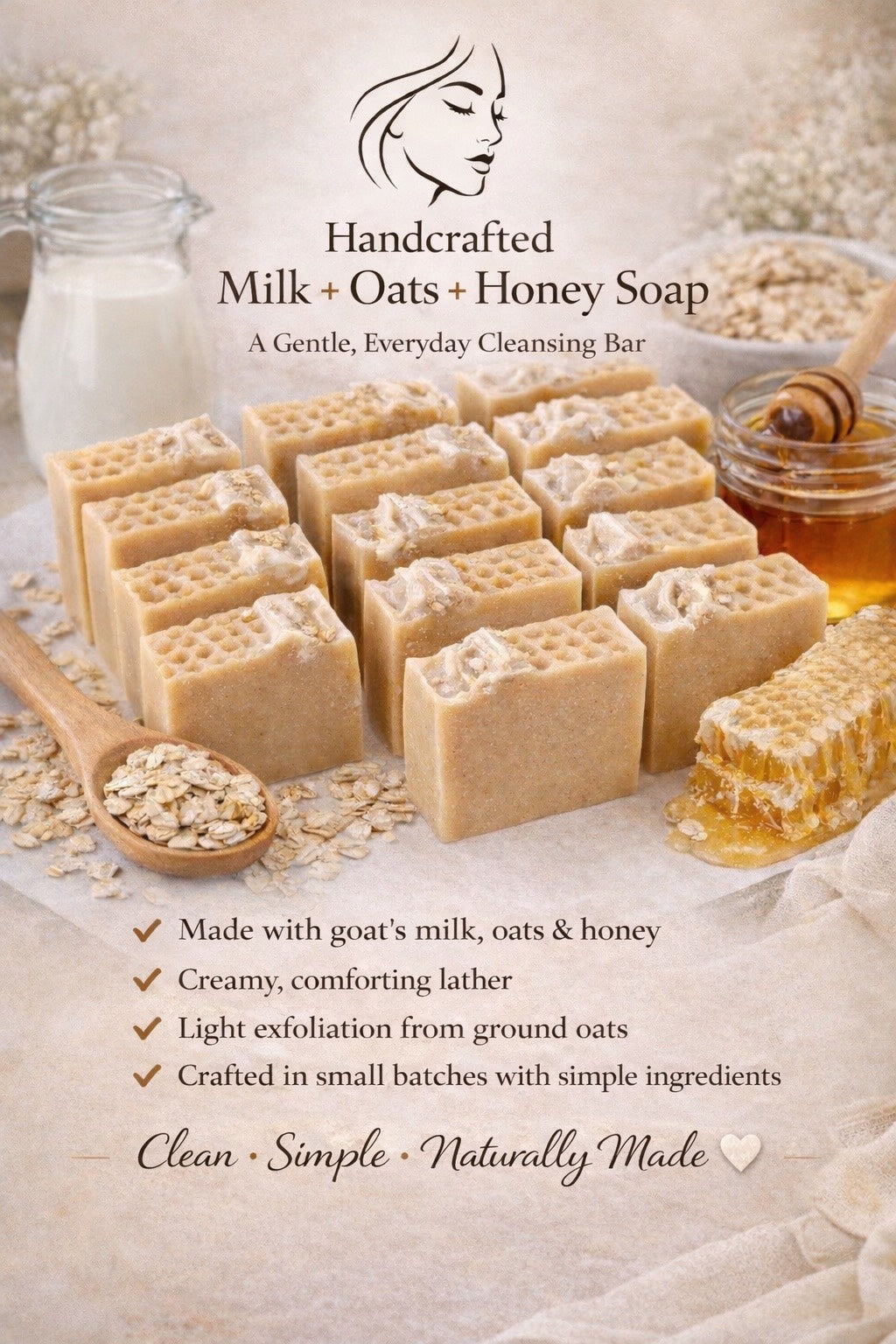 Milk + Oats + Honey Soap Bar