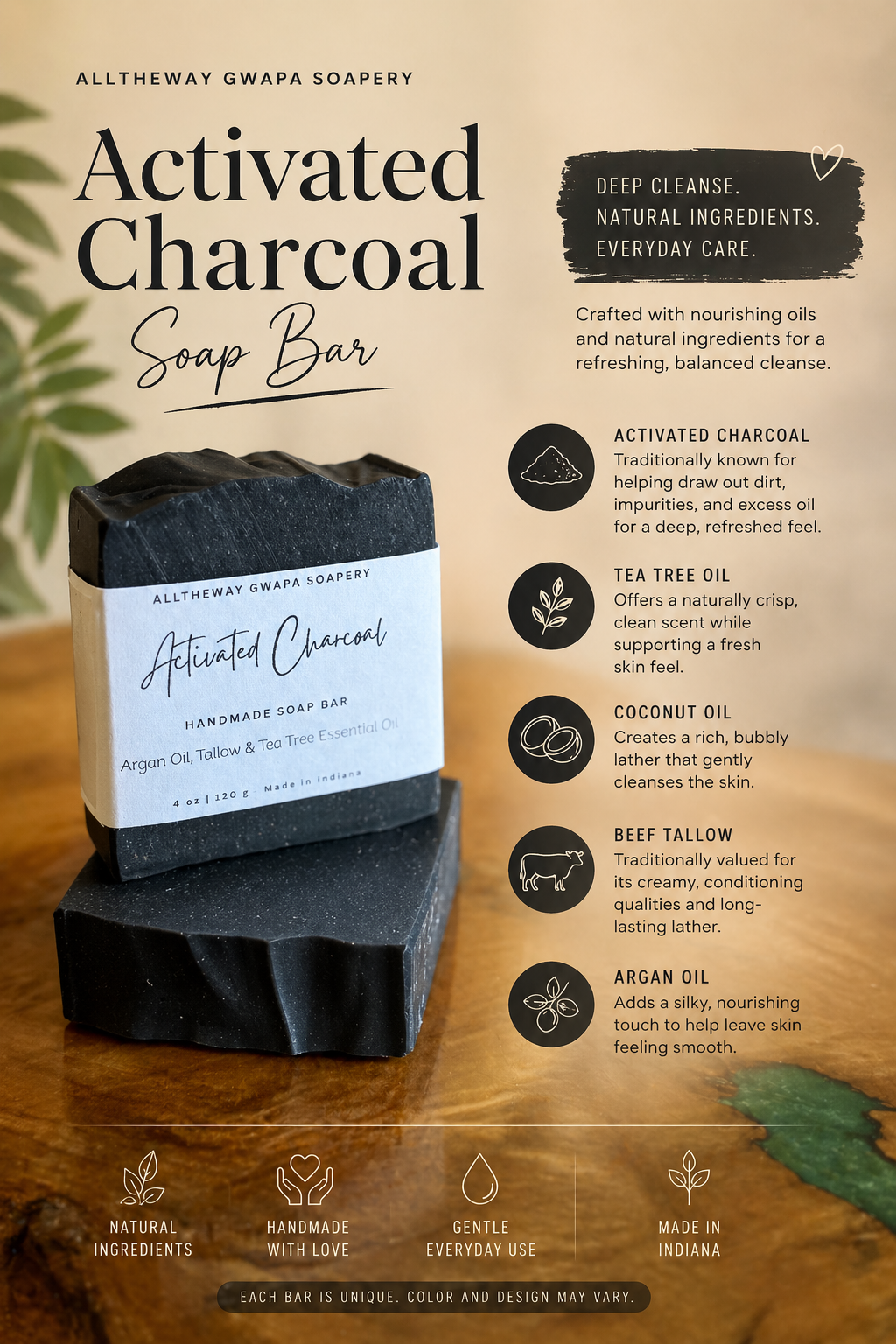 Activated Charcoal Soap Bar