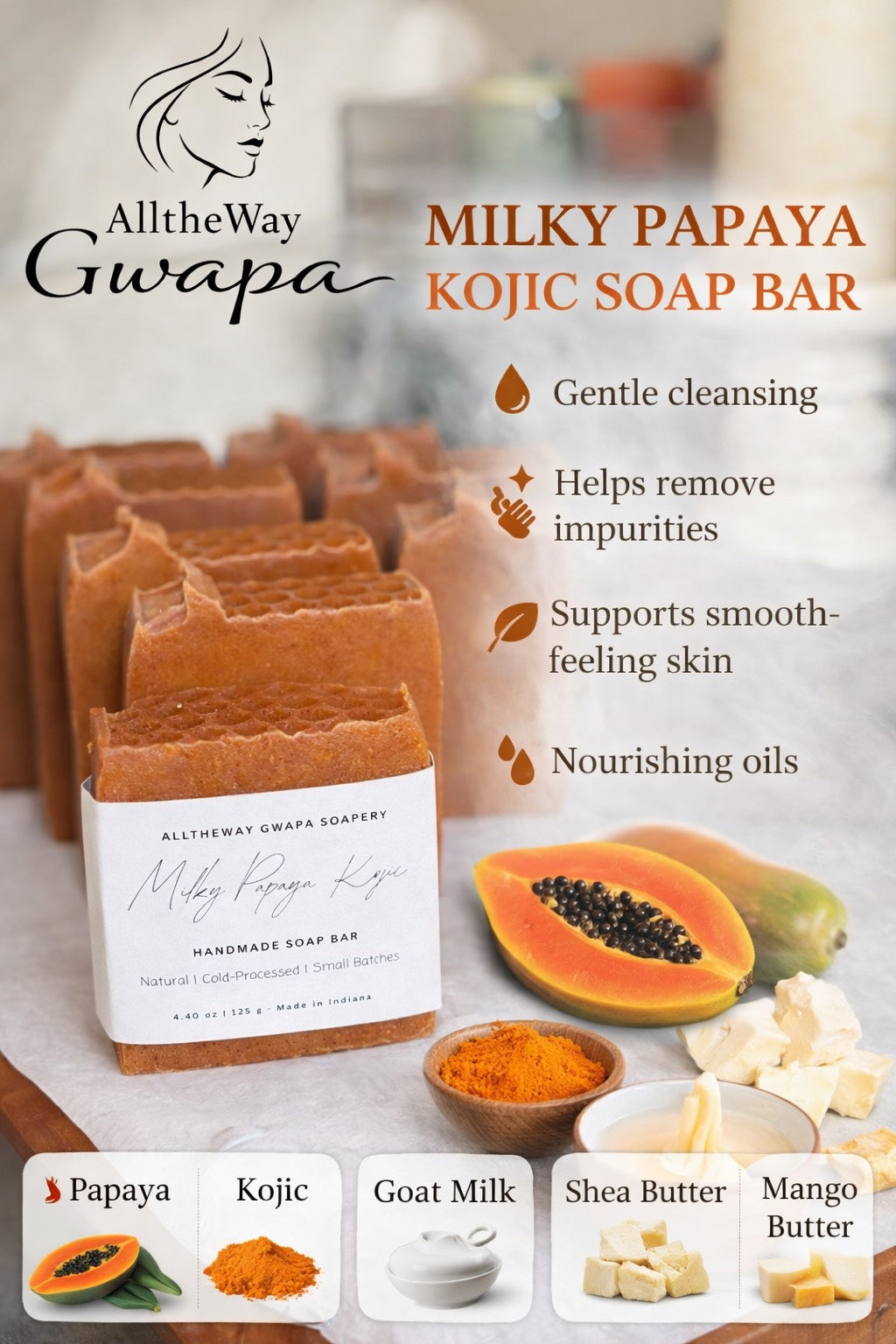 Milky Papaya Kojic Brightening Soap Bar